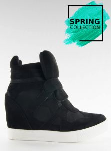 Zamszowe sneakersy zapięcie na rzep FA147 Black