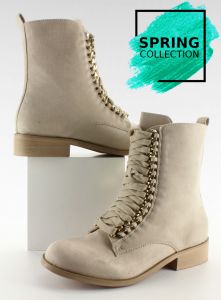 Glany workery z łańcuszkami XW37281 BEIGE SUENDE