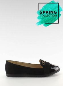 Zamszowe balerinki lordsy T240 Black