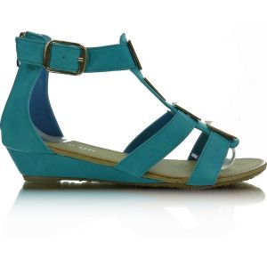 Sandały na niskim koturnie 6038-3B Blue