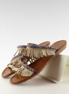 Klapki japonki w indiańskim stylu k1626302 TAUPE
