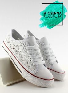 Koronkowe trampki damskie NB89P White