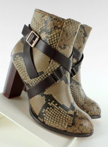 Botki na obcasie SNAKE STORY A993 Brown