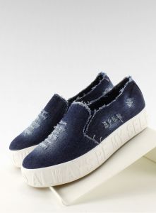 Jeansowe slip-on podeszwa z napisami Z-4 Navy
