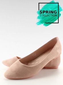 Gładkie balerinki delikatny szpic C56 Pink