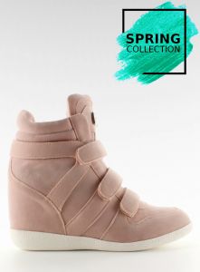 Zamszowe sneakersy high top JT36 PINK