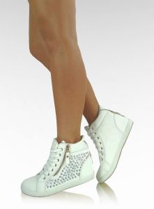 Sneakers złote suwaki GF-178 BIAŁE