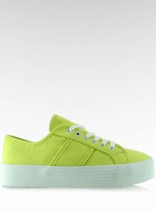 Trampki na wysokiej podeszwie F216 Zielone fluo