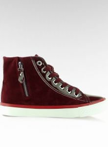 Aksamitne trampki za kostkę BKA-88 Wine Red