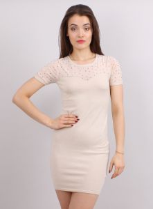 Sukienka tunika dzianinowa OD-6707 Beżowy