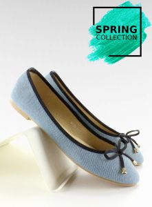 Jeansowe balerinki z lamówką MB-6380 Lt. Blue