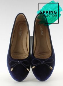 Klasyczne baleriny aksamitne 9988-73 DK. BLUE
