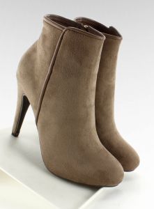 Zamszowe botki na obcasie SAS-8F8534 Khaki