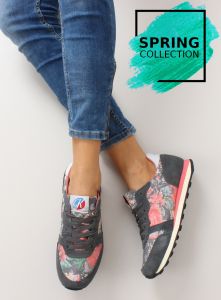 Buty sportowe w kwiaty K1540301 Negro