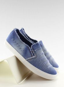 Trampki slip-on strzępiony jeans NB05 L. Blue