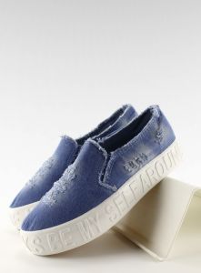 Jeansowe slip-on podeszwa z napisami Z-4 L. blue