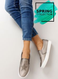 Slipony ze stylową gwiazdką BL89p CHAMPAGNE