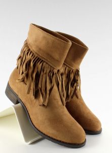 Botki płaskie z frędzlami S-269 Camel