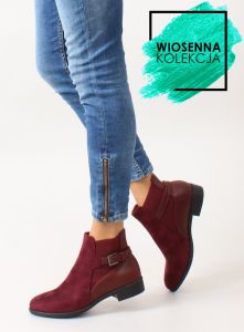 Sztyblety damskie licowo-zamszowe Y605 Maroon