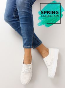 Trampki na wysokiej podeszwie K1720301 Blanco