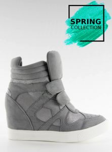 Zamszowe sneakersy zapięcie na rzep FA147 Grey
