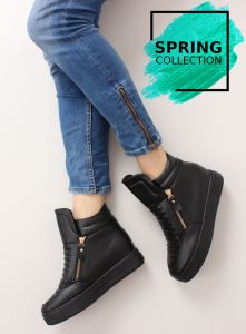 Sneakersy damskie high top 6130-y Black