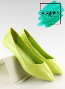 Gładkie lakierowane balerinki C30 Green