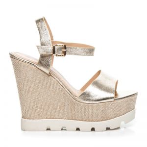 SANDAŁY GOLD WEDGE HEELS