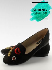 Baleriny lordsy z naszywkami 333-18 BLACK