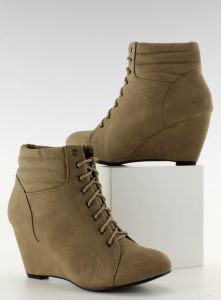 botki sznurowane koturn LL1278 KHAKI