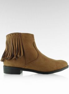 Botki zamszowe z frędzlami 8355 Camel