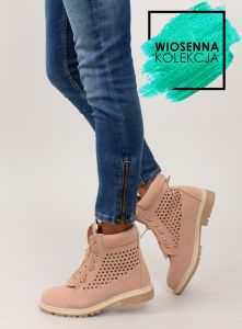 Ażurowe balmanki złoty suwak R103 Pink