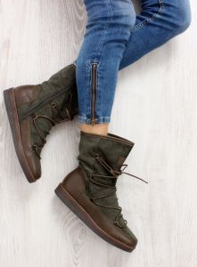 Pół kozaki licowo zamszowe K1650002 KHAKI