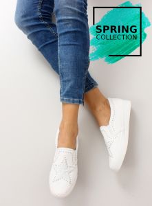 Slipony ze stylową gwiazdką BL89p WHITE