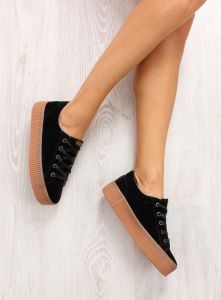 Zamszowe creepersy kauczukowa podeszwa K1631007 Black