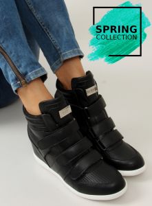 Licowe sneakersy high top JT35 BLACK