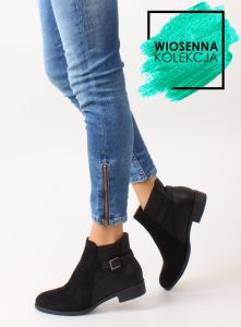 Sztyblety damskie licowo-zamszowe Y605 Black
