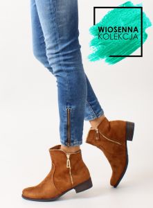 Zamszowe sztyblety z suwakiem LDS-8h8586 Camel