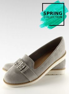 Pastelowe zamszowe mokasyny T245 GREY