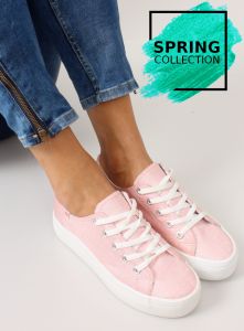 Perłowe trampki na białej podeszwie K1620206 Coral