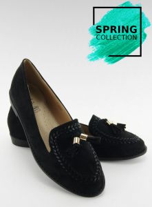 Mokasyny z obszywanymi noskami SK28P Black