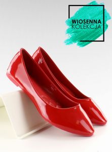 Gładkie lakierowane balerinki C30 Red