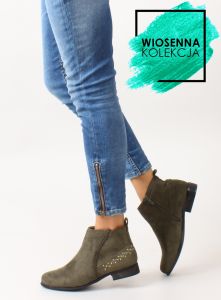 Zgrabne zamszowe sztyblety 100-601 BO-1 Green