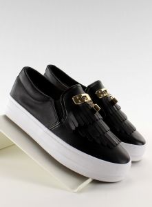 Trampki slip-on z frędzlami A-25 Czarny