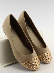 Baleriny z brokatem 902-59 khaki
