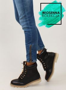 Ażurowe balmanki złoty suwak R103 Black