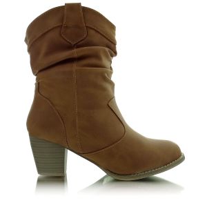 Botki kowbojki gładkie 2574-2B CAMEL