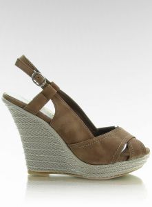 Sandałki na koturnie 77-106 khaki