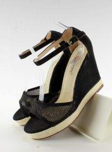 Sandałki espadryle na koturnie GG-18P Czarny