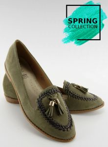 Mokasyny z obszywanymi noskami SK28P Green